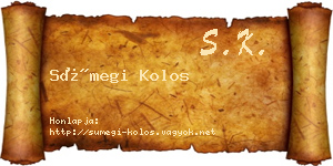 Sümegi Kolos névjegykártya
